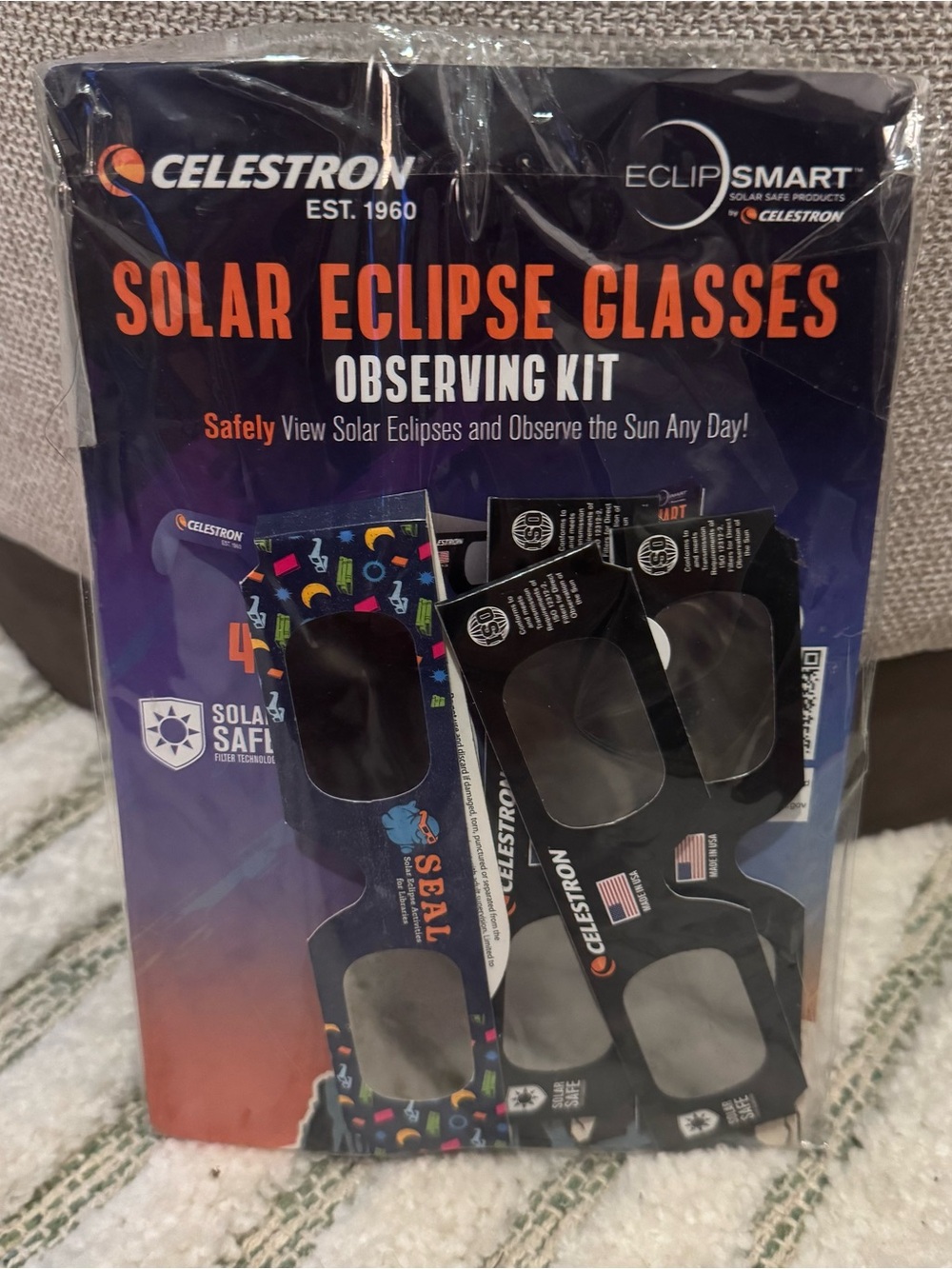 Celestron EclipSmart Solar Eclipse Glasses Observing Kit (4-Pack + Guide)
